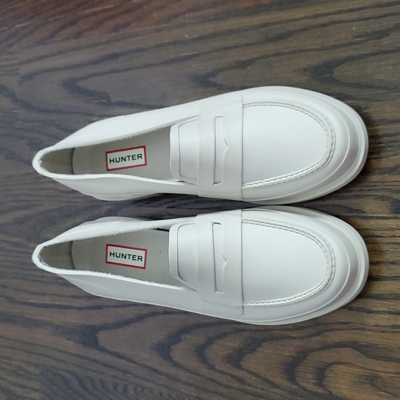Hunter Shoes - Hunter Light Grey Waterproof Rubber Penny Loafer Size 9